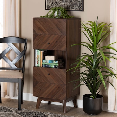 Hartman Mid-Century Walnut Brown Finished Wood Storage Cabinet